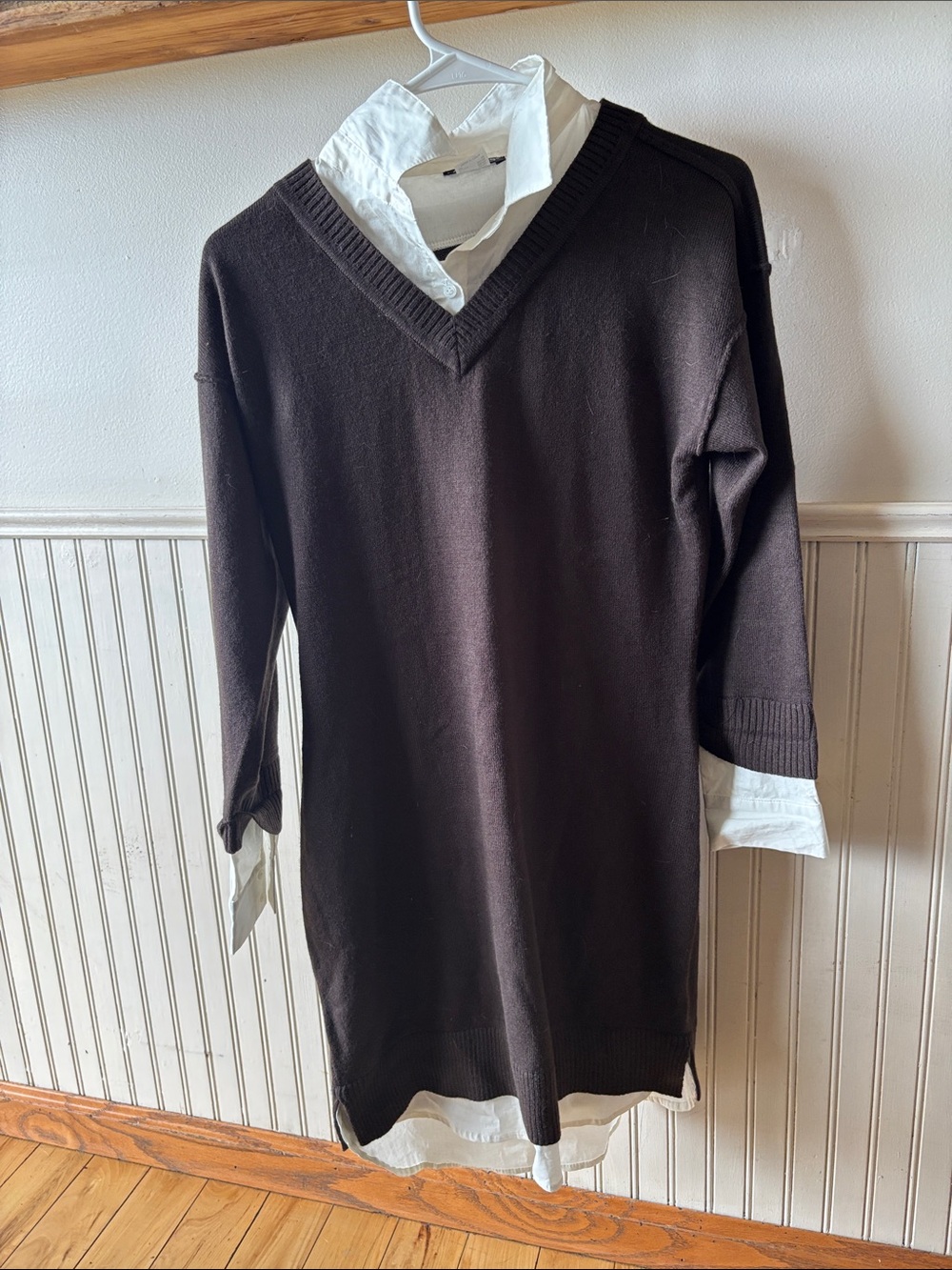VENUS Women's V-Neck Sweater Dress - Brown
